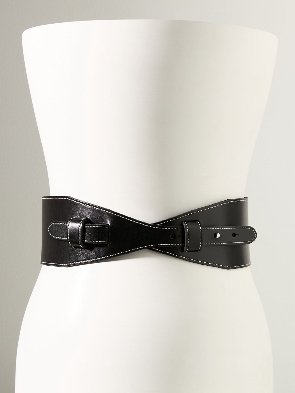 Anthropologie Wide Corset Leather Wrap Waist Belt Black SIZE Medium NEW